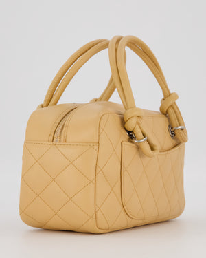 Chanel Beige Vintage Small Cambon Bowling Shoulder Bag in Lambskin Leather with Silver Hardware