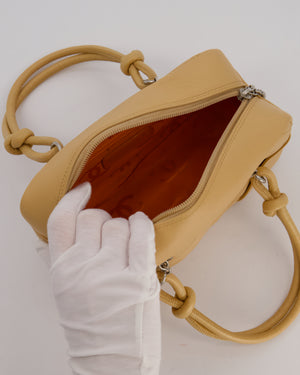 Chanel Beige Vintage Small Cambon Bowling Shoulder Bag in Lambskin Leather with Silver Hardware