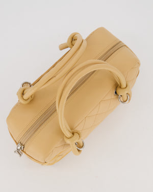 Chanel Beige Vintage Small Cambon Bowling Shoulder Bag in Lambskin Leather with Silver Hardware