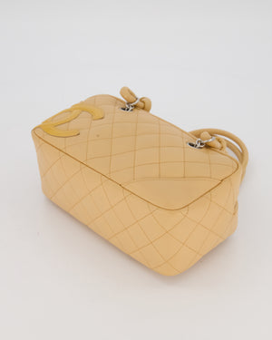 Chanel Beige Vintage Small Cambon Bowling Shoulder Bag in Lambskin Leather with Silver Hardware