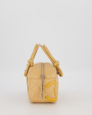 Chanel Beige Vintage Small Cambon Bowling Shoulder Bag in Lambskin Leather with Silver Hardware