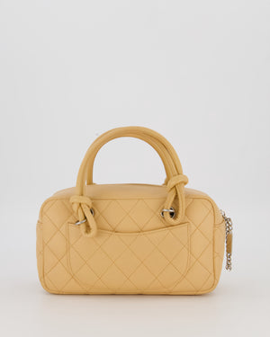 Chanel Beige Vintage Small Cambon Bowling Shoulder Bag in Lambskin Leather with Silver Hardware
