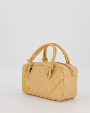 Chanel Beige Vintage Small Cambon Bowling Shoulder Bag in Lambskin Leather with Silver Hardware