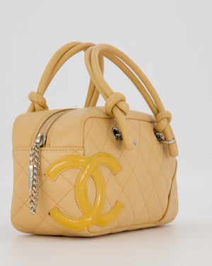 Chanel Beige Vintage Small Cambon Bowling Shoulder Bag in Lambskin Leather with Silver Hardware