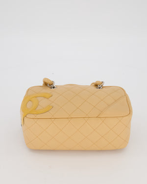 Chanel Beige Vintage Small Cambon Bowling Shoulder Bag in Lambskin Leather with Silver Hardware