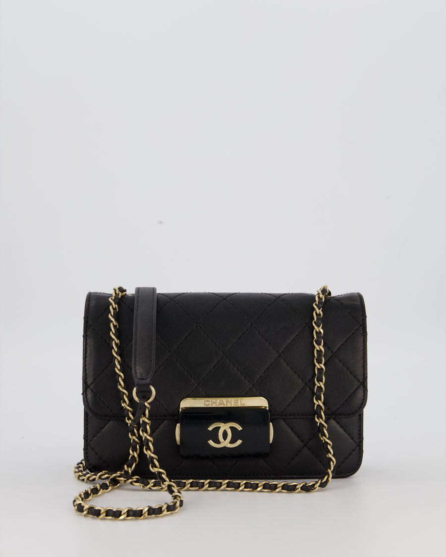 Chanel Black Mini Beauty Lock Bag in Quilted Lambskin Leather with Gold Hardware