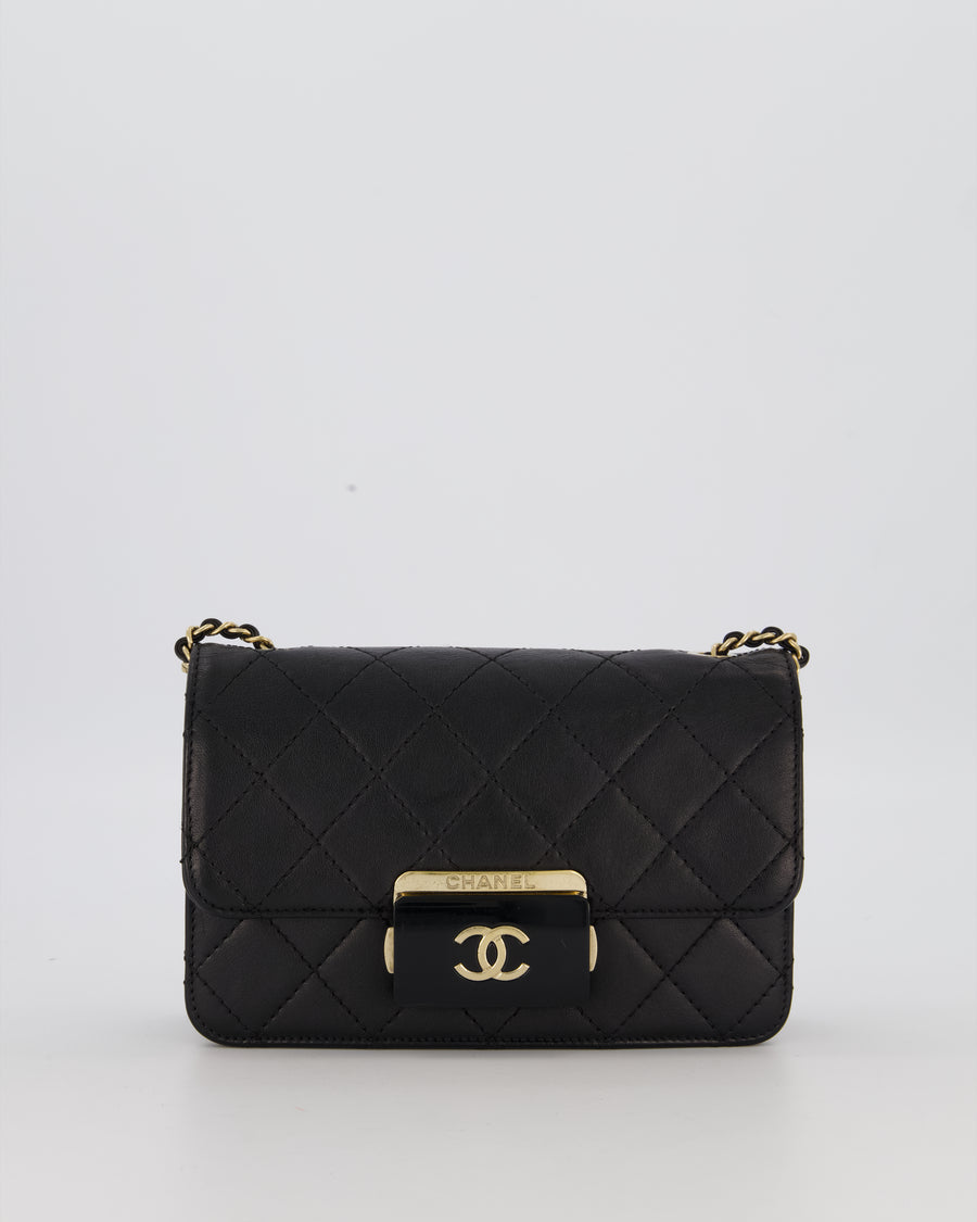 Chanel Black Mini Beauty Lock Bag in Quilted Lambskin Leather with Gold Hardware