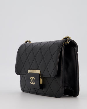Chanel Black Mini Beauty Lock Bag in Quilted Lambskin Leather with Gold Hardware