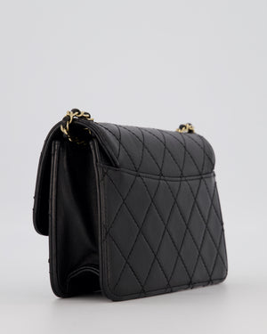Chanel Black Mini Beauty Lock Bag in Quilted Lambskin Leather with Gold Hardware