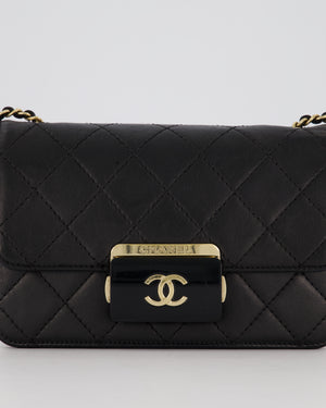 Chanel Black Mini Beauty Lock Bag in Quilted Lambskin Leather with Gold Hardware