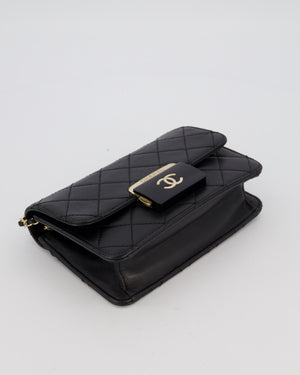 Chanel Black Mini Beauty Lock Bag in Quilted Lambskin Leather with Gold Hardware