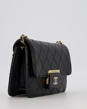 Chanel Black Mini Beauty Lock Bag in Quilted Lambskin Leather with Gold Hardware