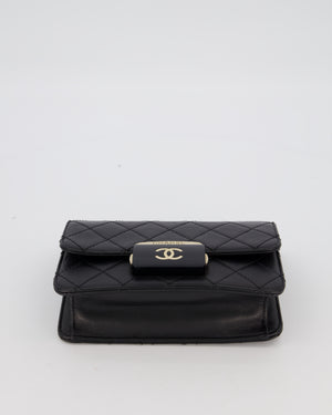 Chanel Black Mini Beauty Lock Bag in Quilted Lambskin Leather with Gold Hardware