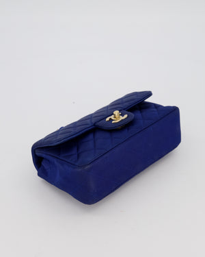 Chanel Navy Mini Rectangular Flap Bag in Satin with Brushed Gold Hardware