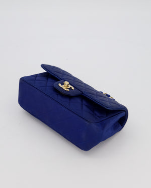 Chanel Navy Mini Rectangular Flap Bag in Satin with Brushed Gold Hardware
