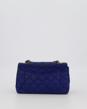 Chanel Navy Mini Rectangular Flap Bag in Satin with Brushed Gold Hardware