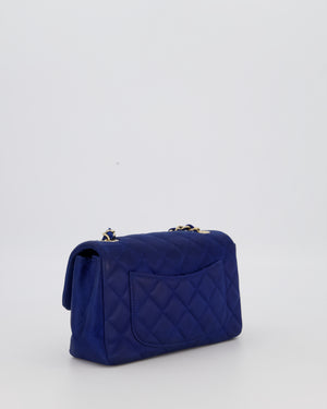 Chanel Navy Mini Rectangular Flap Bag in Satin with Brushed Gold Hardware