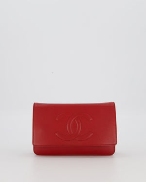 Chanel Wallet on Chain in Red Caviar Leather with CC Logo and Silver Hardware