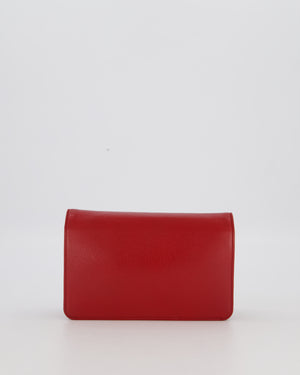 Chanel Wallet on Chain in Red Caviar Leather with CC Logo and Silver Hardware