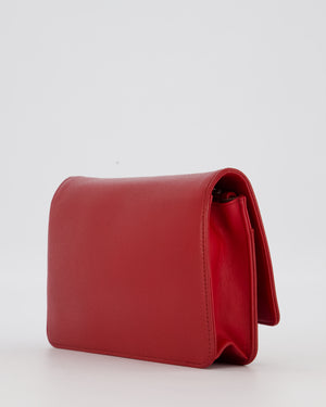 Chanel Wallet on Chain in Red Caviar Leather with CC Logo and Silver Hardware
