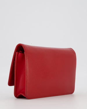 Chanel Wallet on Chain in Red Caviar Leather with CC Logo and Silver Hardware