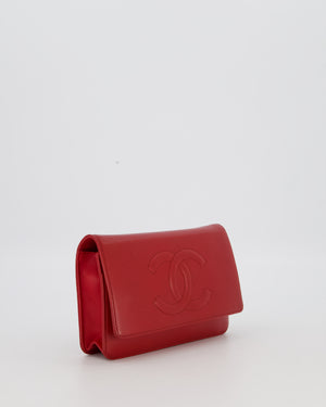Chanel Wallet on Chain in Red Caviar Leather with CC Logo and Silver Hardware
