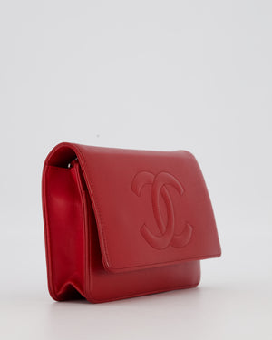 Chanel Wallet on Chain in Red Caviar Leather with CC Logo and Silver Hardware