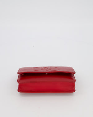 Chanel Wallet on Chain in Red Caviar Leather with CC Logo and Silver Hardware