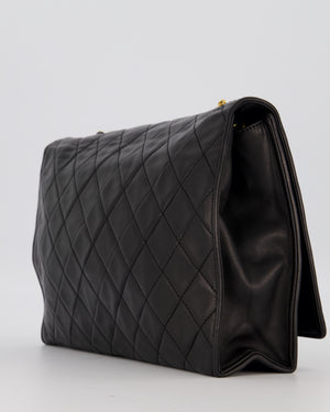 Chanel Black Vintage Flap Bag in Quilted Lambskin Leather with 24K Gold Hardware