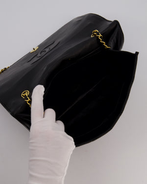 Chanel Black Vintage Flap Bag in Quilted Lambskin Leather with 24K Gold Hardware
