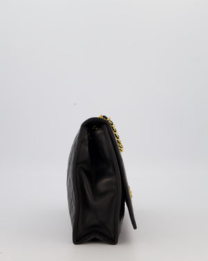 Chanel Black Vintage Flap Bag in Quilted Lambskin Leather with 24K Gold Hardware