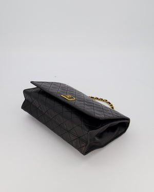 Chanel Black Vintage Flap Bag in Quilted Lambskin Leather with 24K Gold Hardware