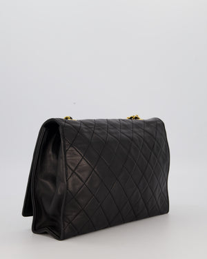 Chanel Black Vintage Flap Bag in Quilted Lambskin Leather with 24K Gold Hardware