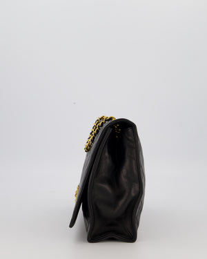 Chanel Black Vintage Flap Bag in Quilted Lambskin Leather with 24K Gold Hardware