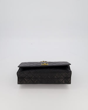 Chanel Black Vintage Flap Bag in Quilted Lambskin Leather with 24K Gold Hardware