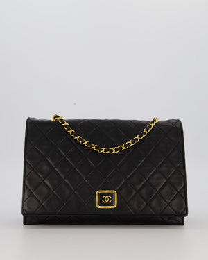 Chanel Black Vintage Flap Bag in Quilted Lambskin Leather with 24K Gold Hardware