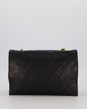 Chanel Black Vintage Flap Bag in Quilted Lambskin Leather with 24K Gold Hardware