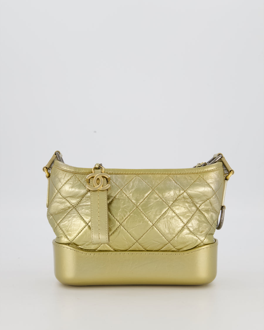 Chanel Metallic Gold Small Gabrielle Bag in Aged Calfskin Leather with Mixed Hardware