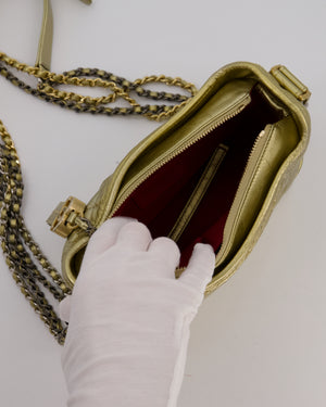 Chanel Metallic Gold Small Gabrielle Bag in Aged Calfskin Leather with Mixed Hardware