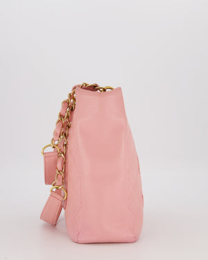 Chanel Vintage Petite Tote Bag in Pink Caviar Leather with CC Logo and Gold Hardware