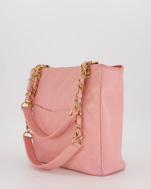 Chanel Vintage Petite Tote Bag in Pink Caviar Leather with CC Logo and Gold Hardware