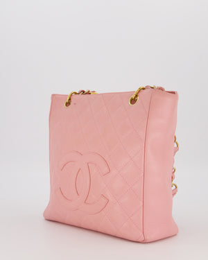 Chanel Vintage Petite Tote Bag in Pink Caviar Leather with CC Logo and Gold Hardware