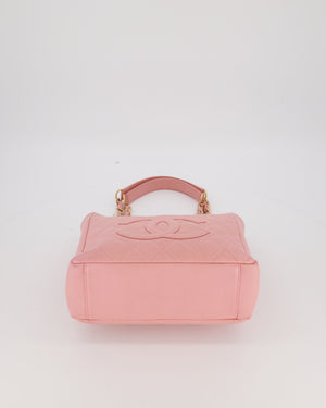 Chanel Vintage Petite Tote Bag in Pink Caviar Leather with CC Logo and Gold Hardware