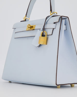 *HOLY GRAIL* Hermès Kelly 25 Sellier Bag in Bleu Brume Epsom Leather with Gold Hardware