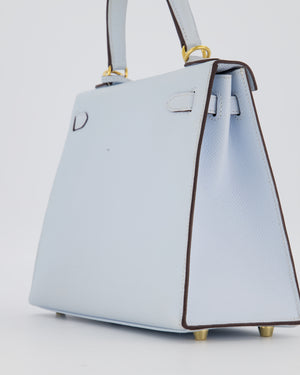 *HOLY GRAIL* Hermès Kelly 25 Sellier Bag in Bleu Brume Epsom Leather with Gold Hardware