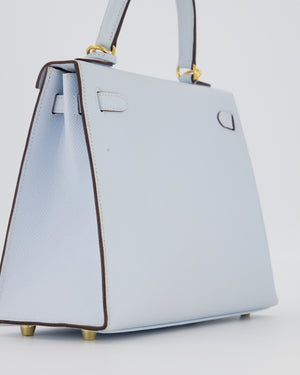 *HOLY GRAIL* Hermès Kelly 25 Sellier Bag in Bleu Brume Epsom Leather with Gold Hardware