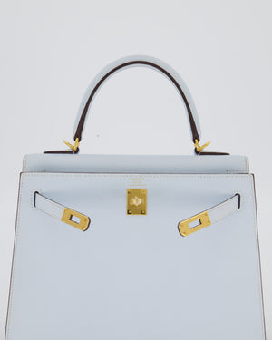 *HOLY GRAIL* Hermès Kelly 25 Sellier Bag in Bleu Brume Epsom Leather with Gold Hardware