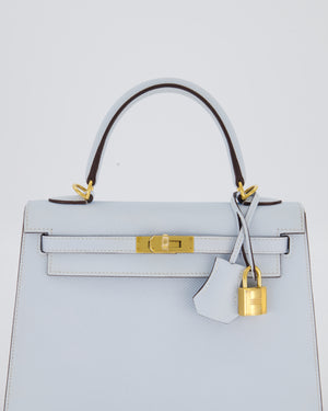 *HOLY GRAIL* Hermès Kelly 25 Sellier Bag in Bleu Brume Epsom Leather with Gold Hardware