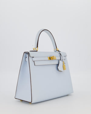 *HOLY GRAIL* Hermès Kelly 25 Sellier Bag in Bleu Brume Epsom Leather with Gold Hardware