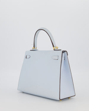 *HOLY GRAIL* Hermès Kelly 25 Sellier Bag in Bleu Brume Epsom Leather with Gold Hardware